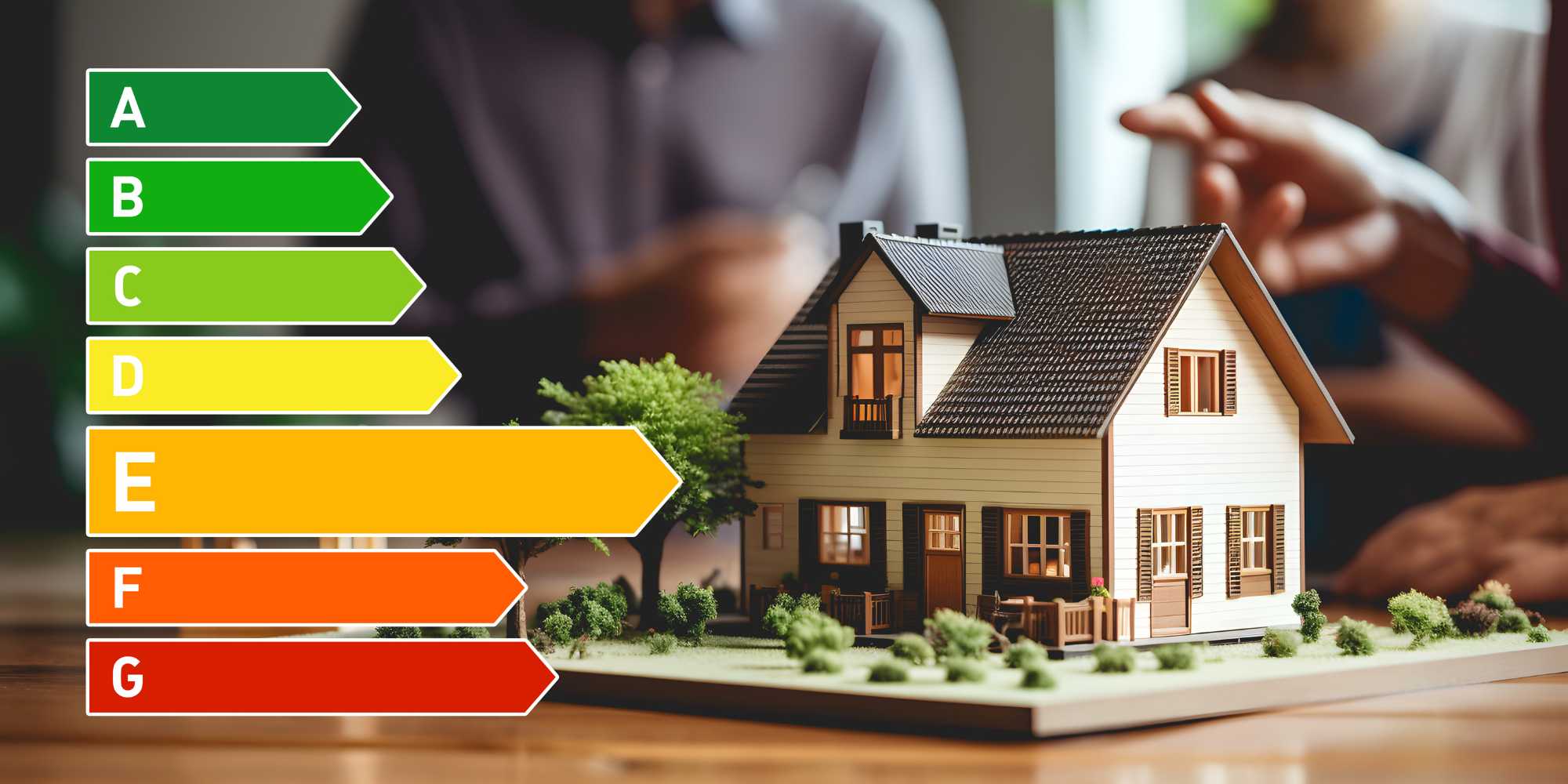 schéma d'une maison avec les étiquettes énergétiques DPE