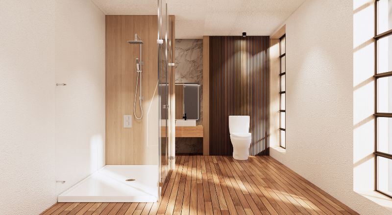 lambris dans une salle de bain moderne 