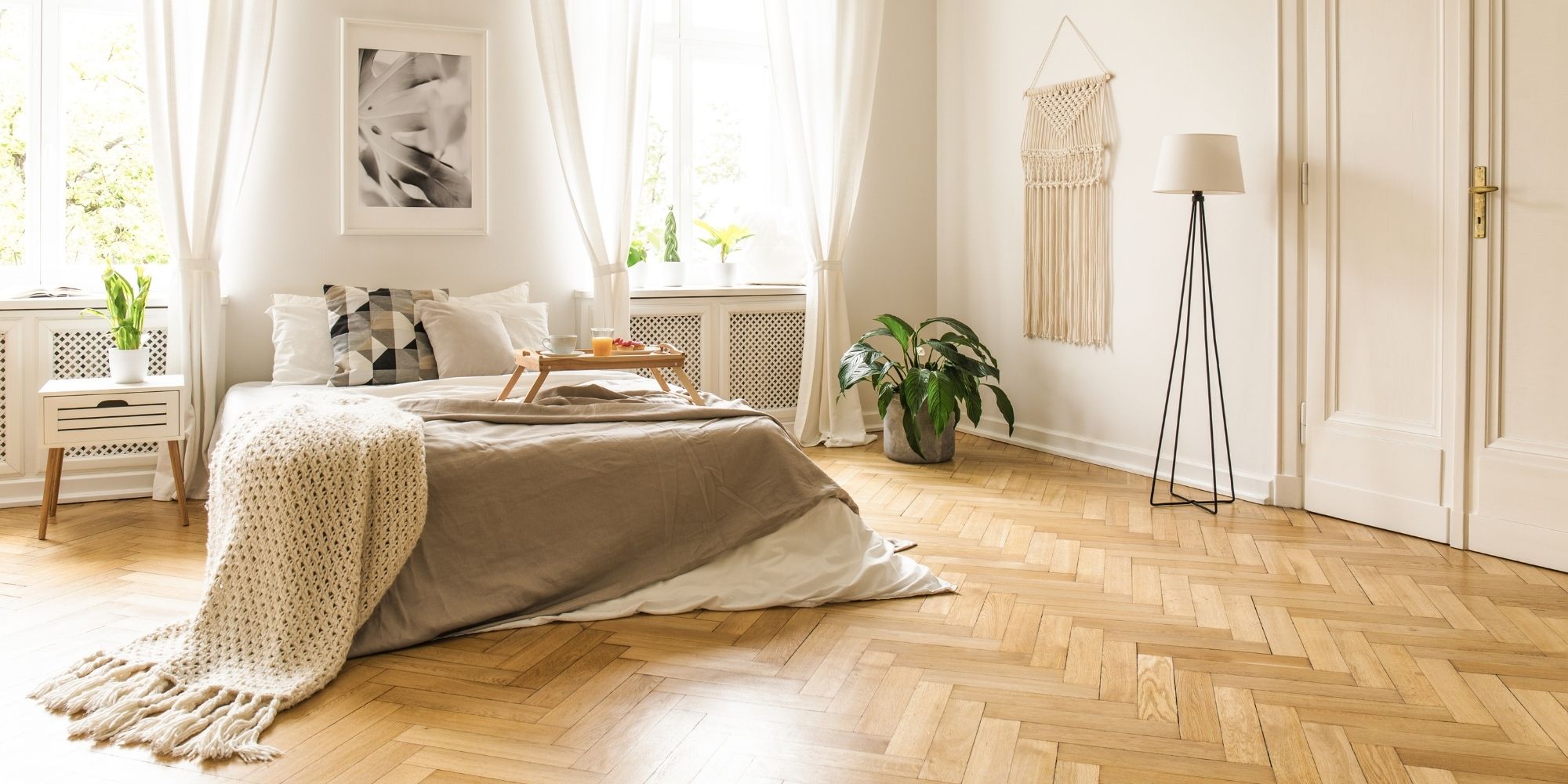 parquet chevron dans une chambre