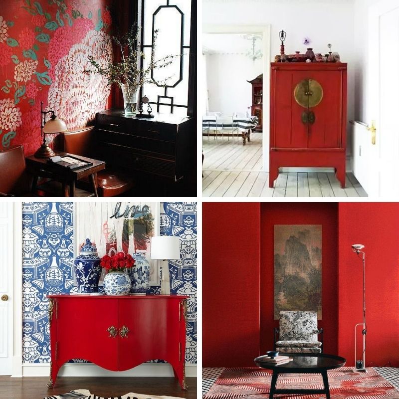 couleur rouge dans une déco asiatique
