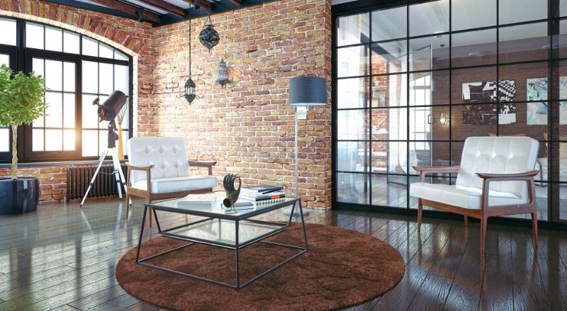 couleurs sombres dans un logement de style industriel