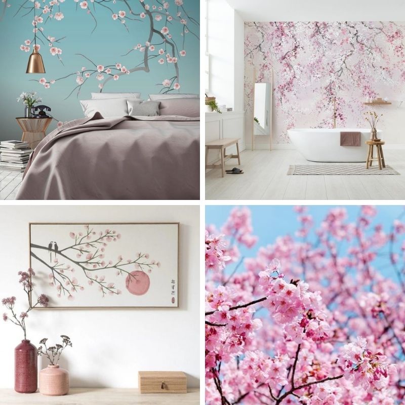 fleurs de cerisier dans une déco asiatique