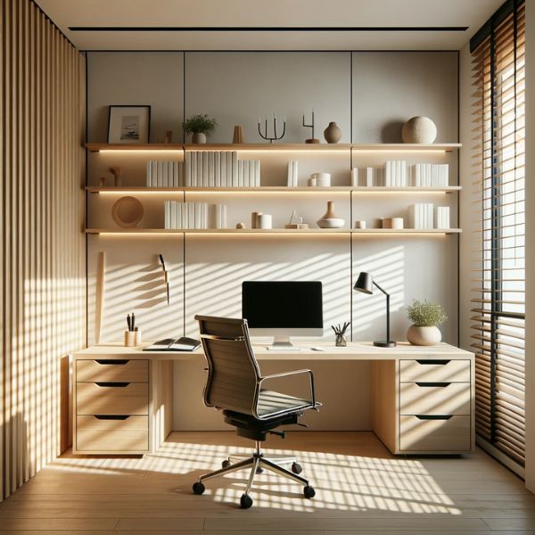 long bureau dans piéce de 9m2