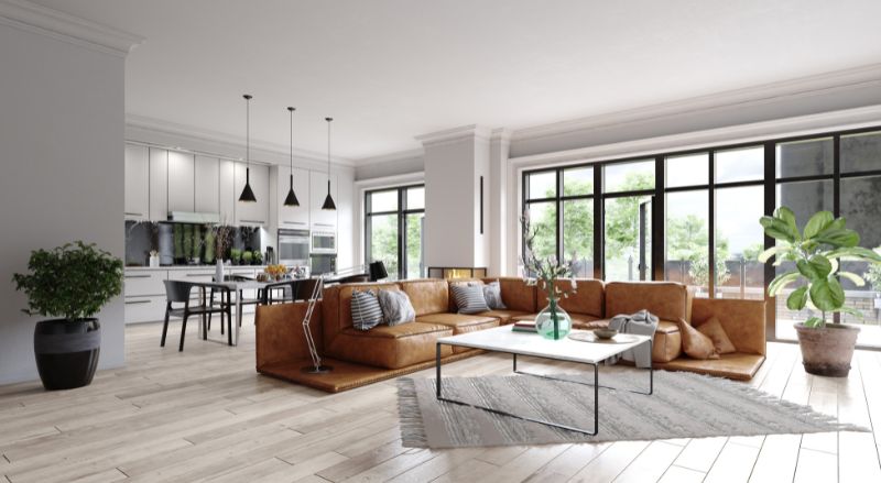 parquet blanc vieilli dans un salon
