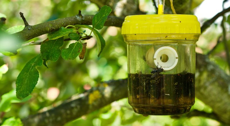 piége à guêpes accroché à une branche d'arbre